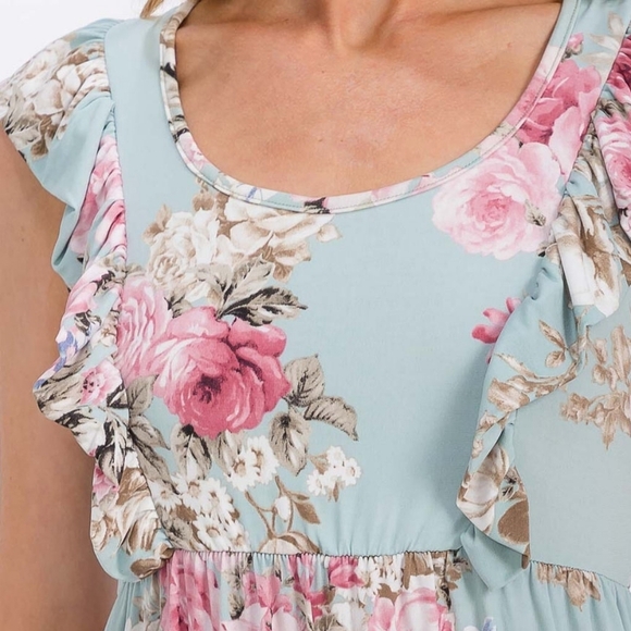 Floral Scoop Neck Maxi Dress in Blue and Pink Medium - Picture 7 of 12